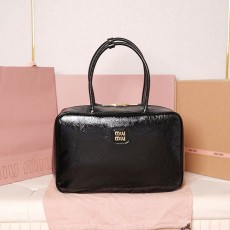 미우미우 가죽 탑 핸들백 코냑 5BB117-3001